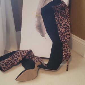 Jessica Simpson Leopard Print Stiletto Boots